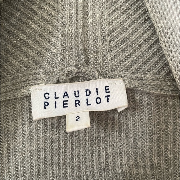 Claudie Pierlot Gray Ribbed Cardigan - Picture 6 of 8